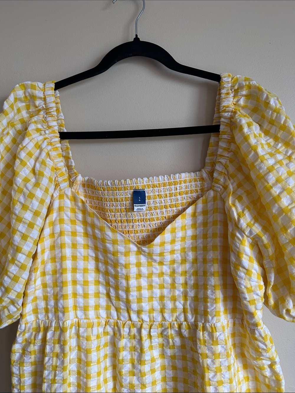 Old Navy Yellow and White Gingham Smocked Dress - Picture 3 of 7